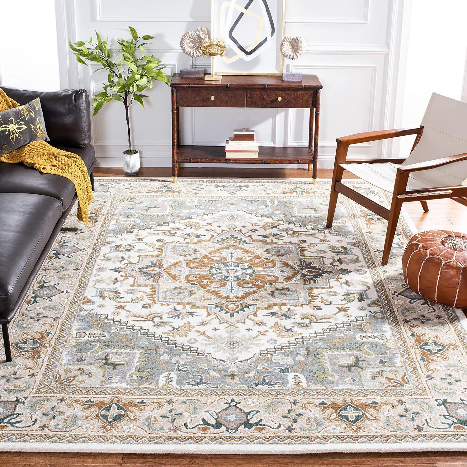 Heritage HG625 Handmade Area Rug - 8'x10' - Grey/Navy - Safavieh