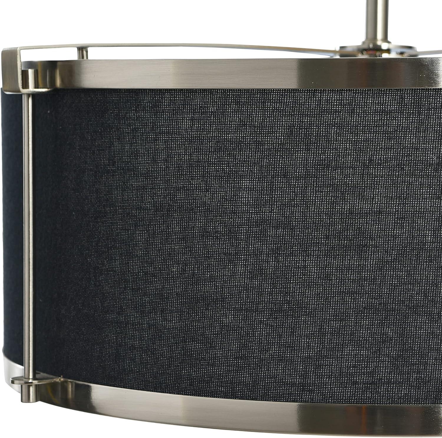 Creative Co-Op Robert Stevenson Lighting Harrison- Metal Semi-Flush Mount Ceiling Light with Captured Linen Shade, Black and Brushed Nickel