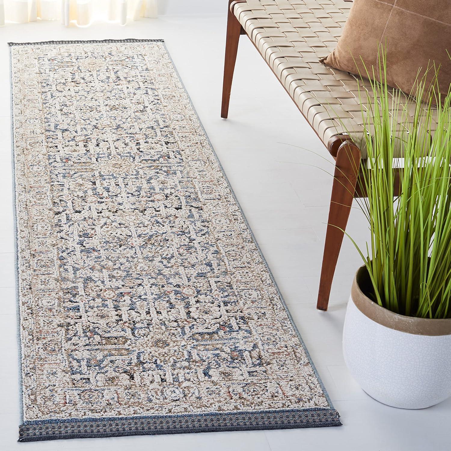 Vivaldi VIV546 Power Loomed Runner Rug - Blue/Ivory - 2'2"x8' - Safavieh.