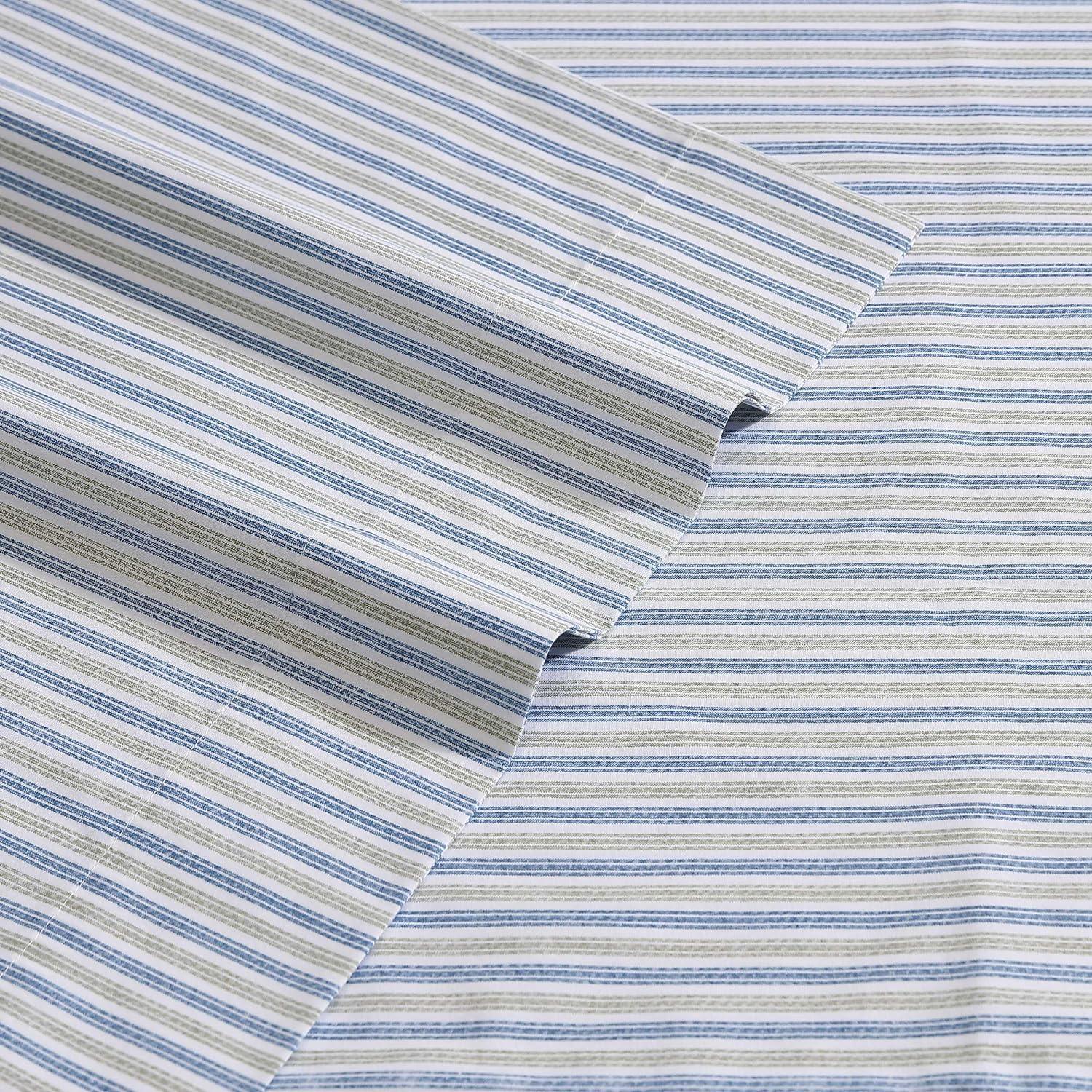 Eddie Bauer Ticking Stripe Navy Twin Sheet Set