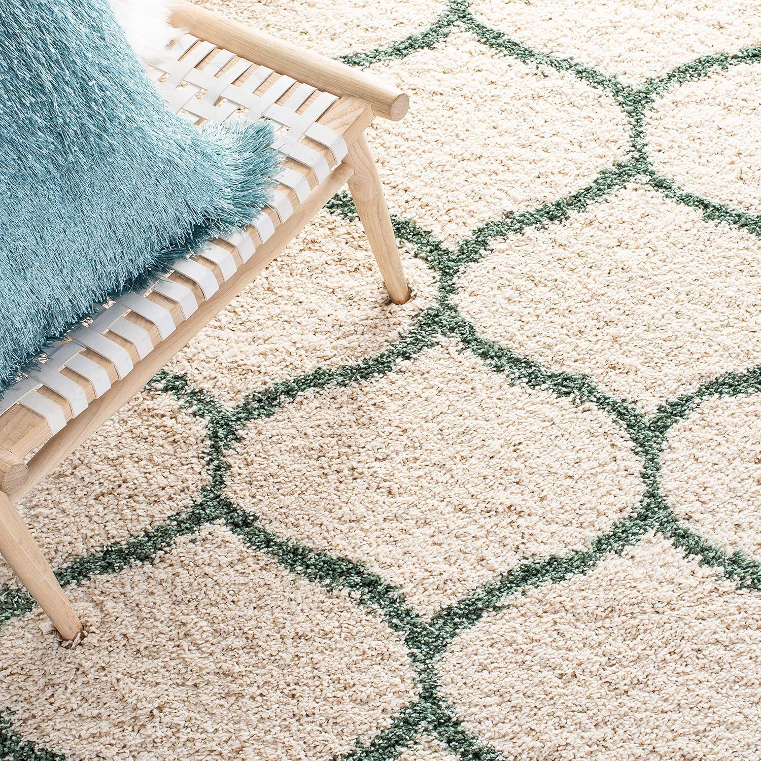 Hudson Shag SGH280 Power Loomed Area Rug - Ivory/Green - 5'3"x7'6" - Safavieh.