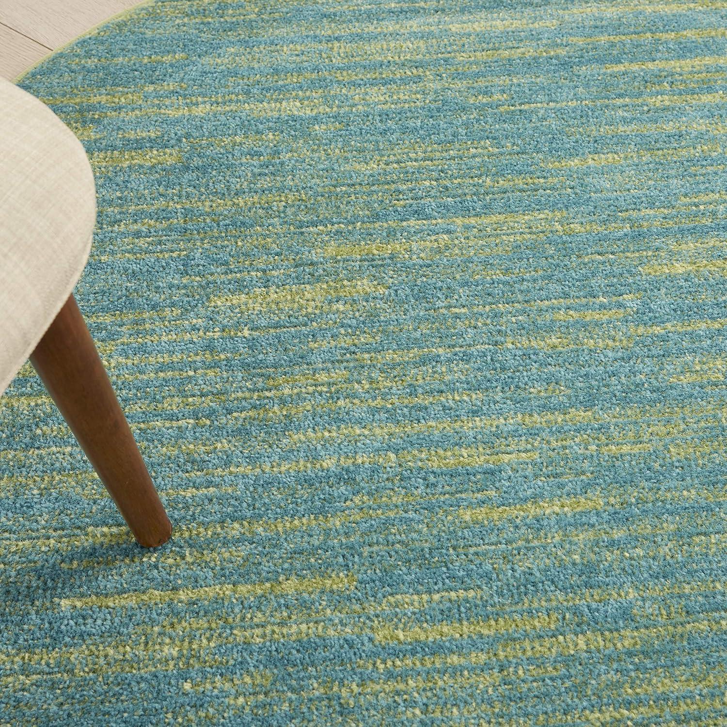 Nourison Nourison Essentials NRE01 Indoor/outdoor Area Rug - Blue Green 4' x round