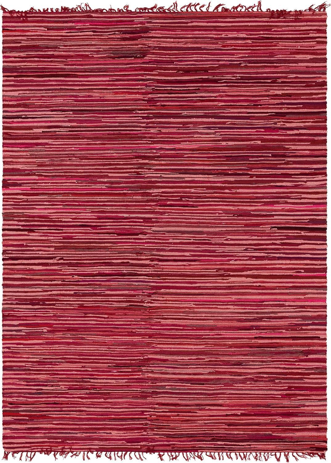 Presley Striped Hand-Knotted Cotton Red Area Rug