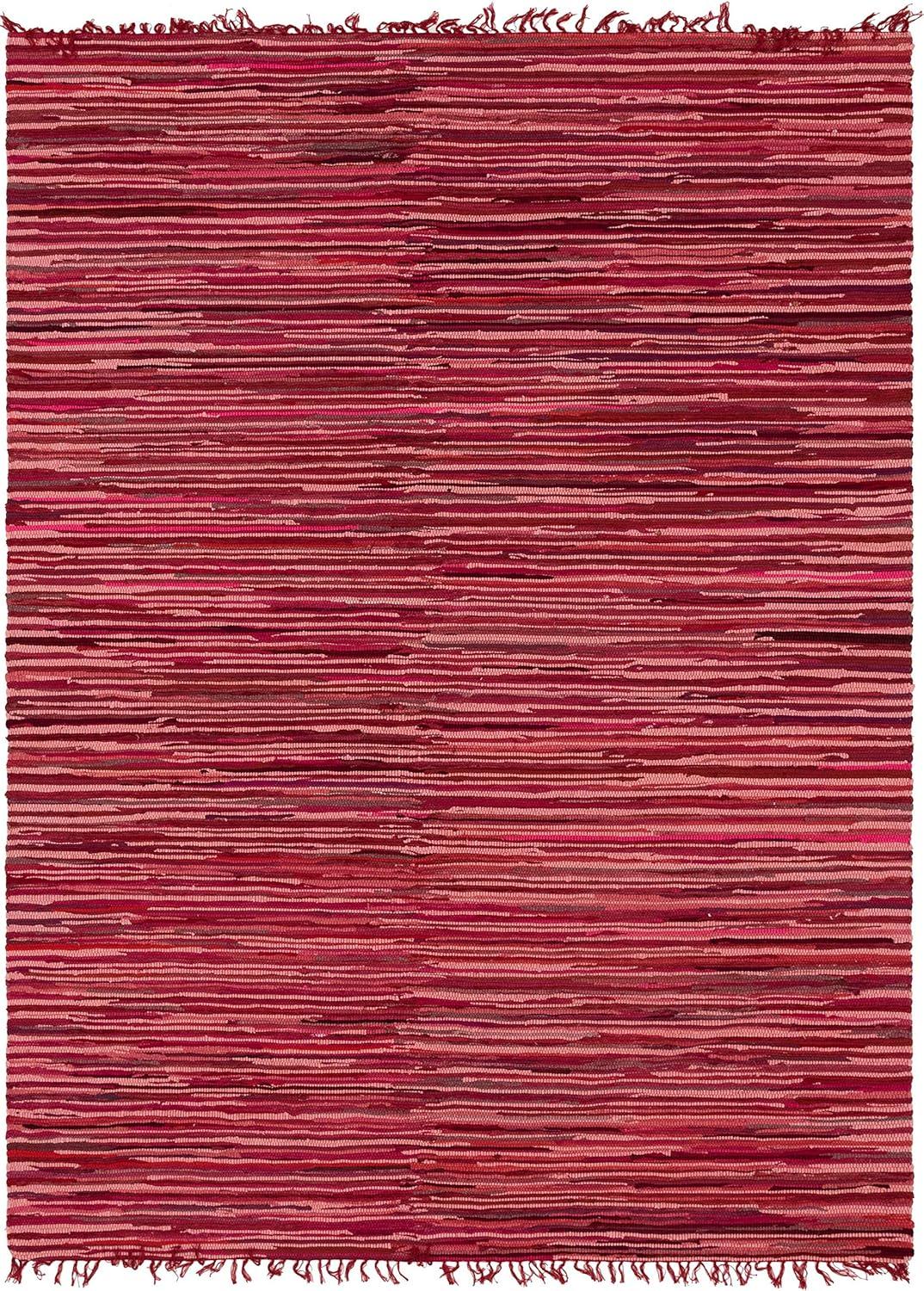 Presley Striped Hand-Knotted Cotton Red Area Rug
