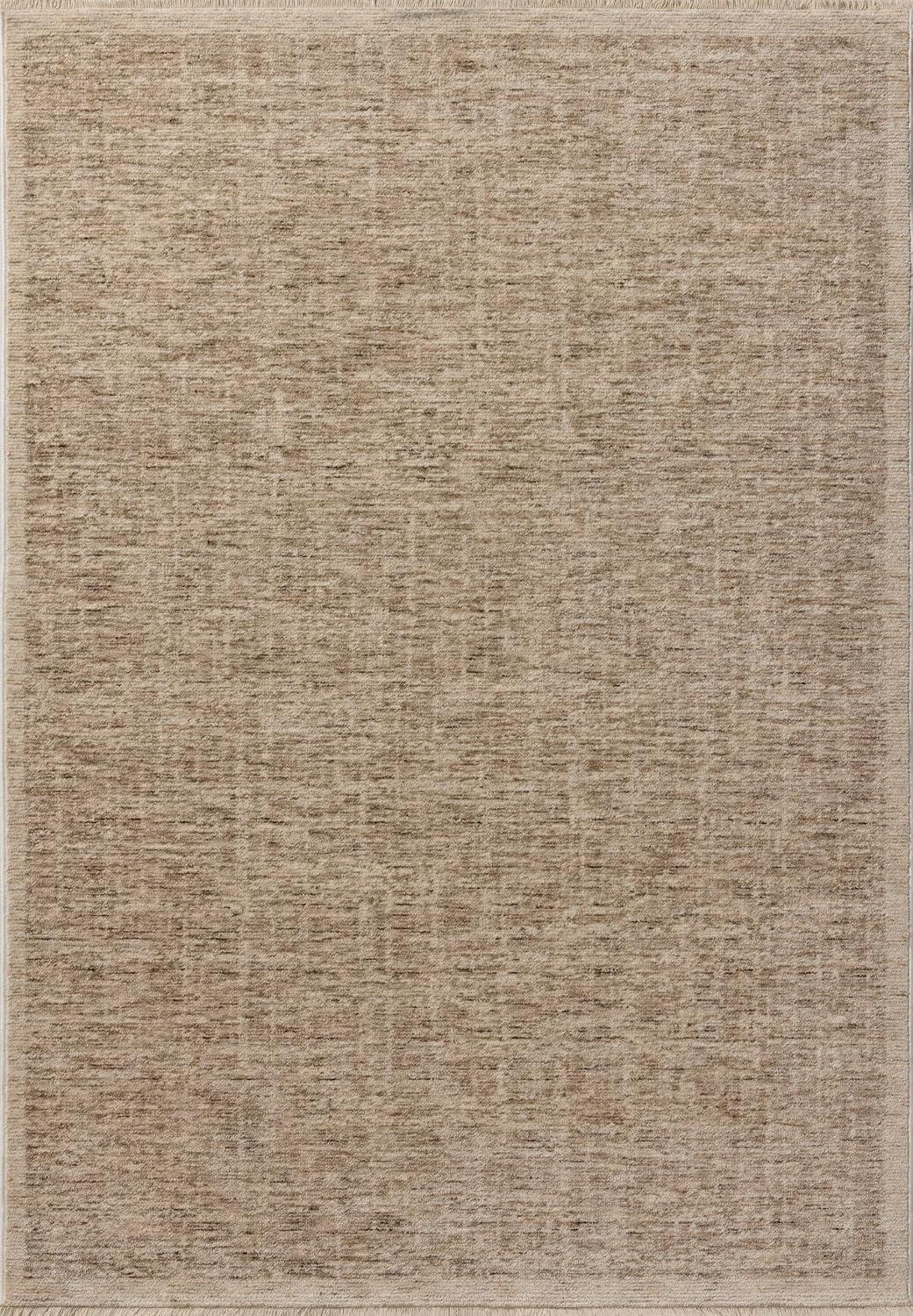 Taupe and Bone Synthetic Rectangular Runner Rug, 95" Length