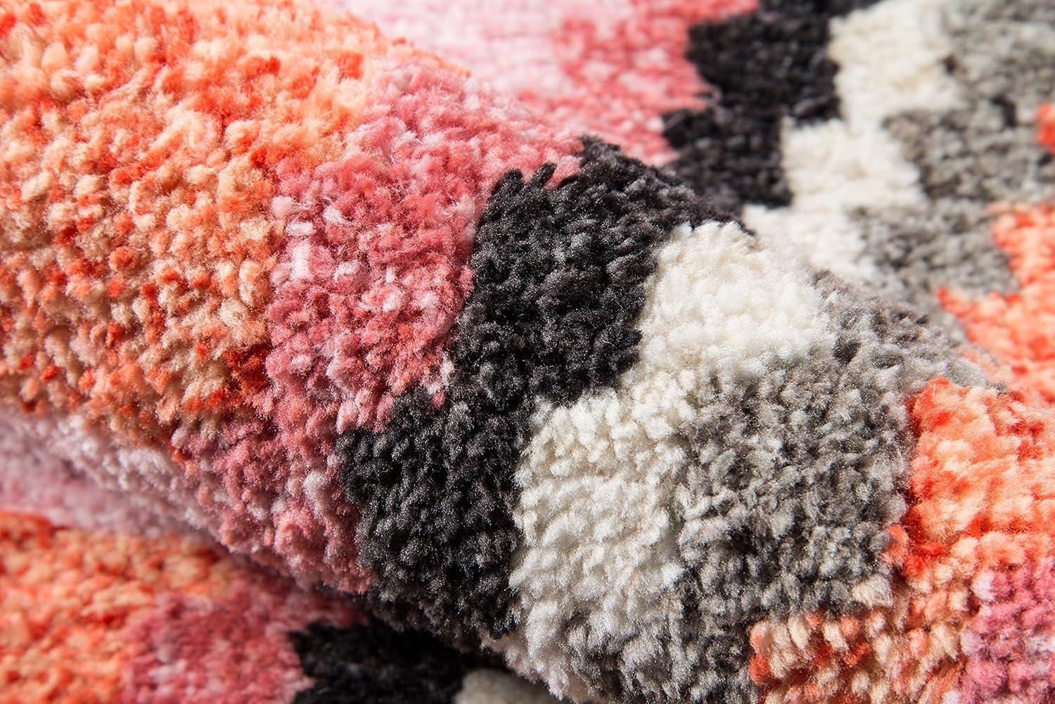 2'3"x8' Shapes Tufted Runner Rug Pink - Momeni: Modern Handmade Hallway Rug, Polyester, Medium Pile, Indoor Use