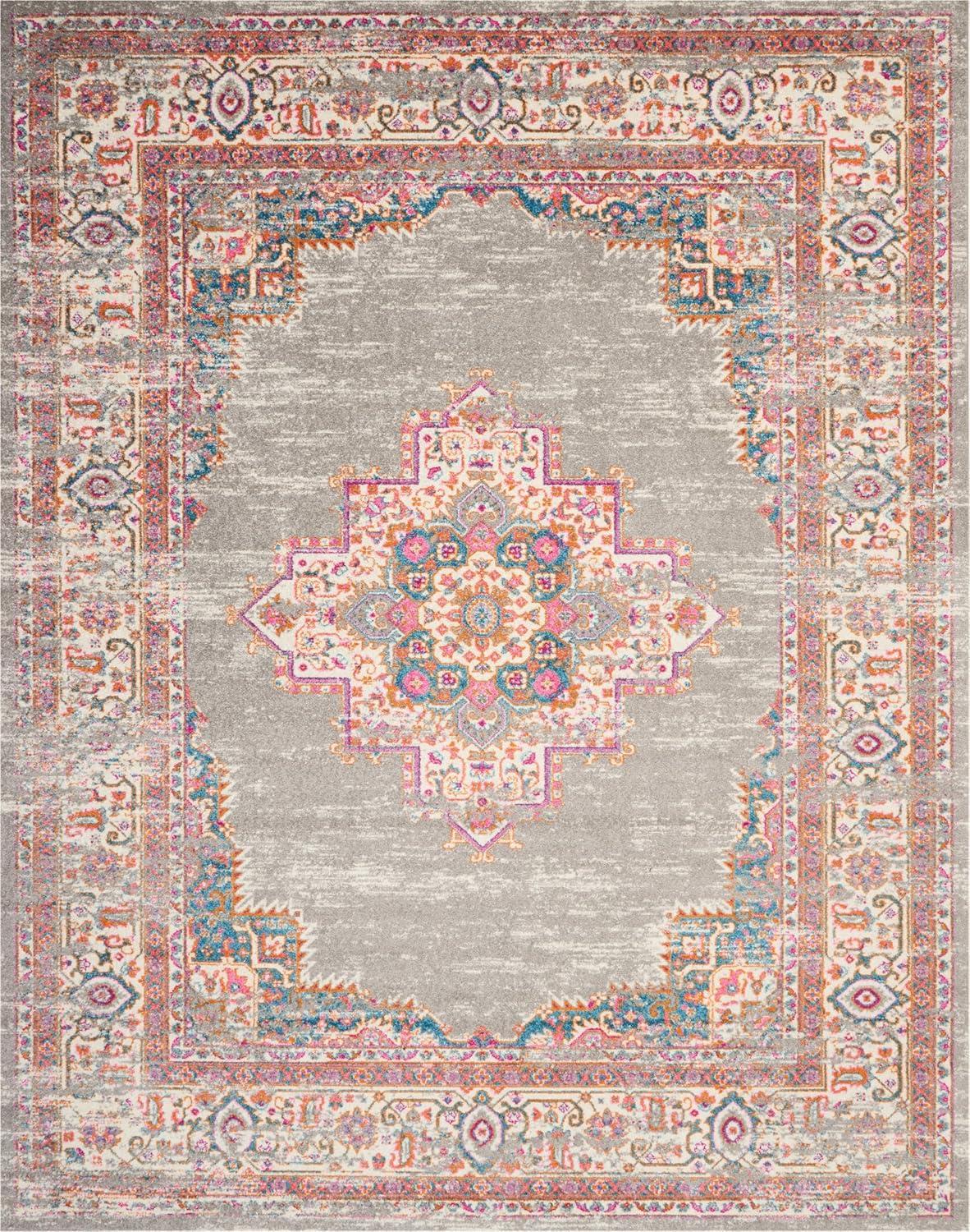 Nourison Passion Medallion Bohemian Indoor Rug Grey 8' x 10'