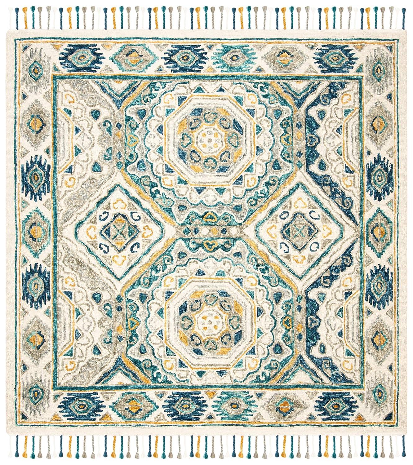 Aspen APN251 Hand Tufted Area Rug - Ivory/Charcoal - 7' X 7' Square - Safavieh.