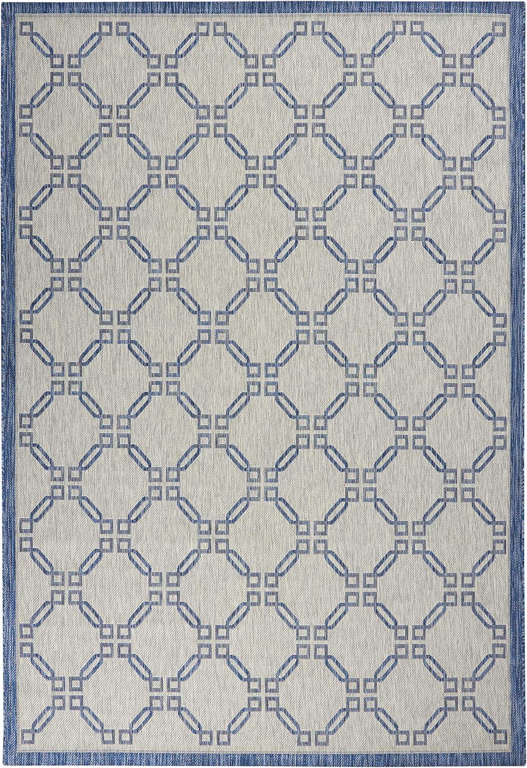 Nourison Garden Party GRD02 Indoor/outdoor Area Rug - Ivory Blue 6' x 9'