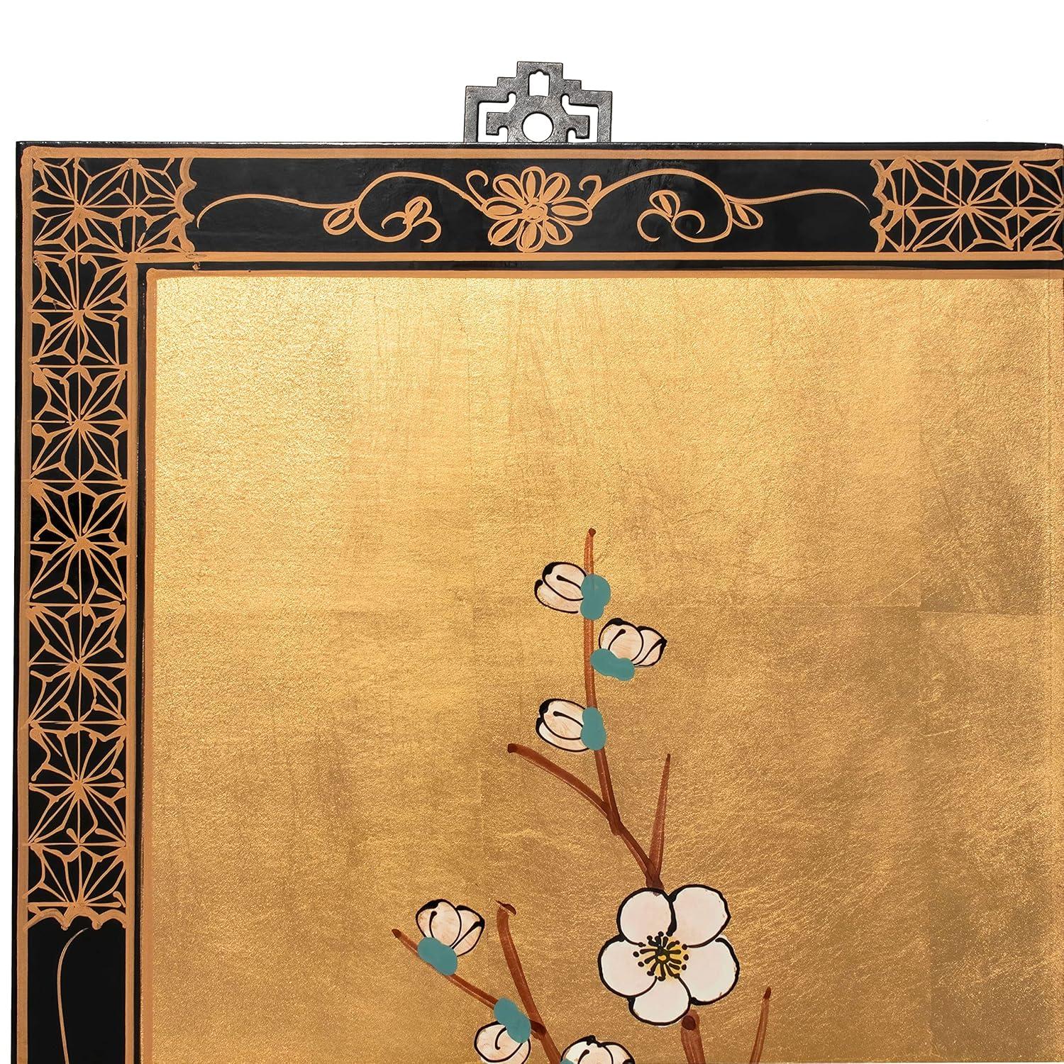 Oriental Furniture Cherry Blossom 36" H x 12" W 4 - Piece Wall Décor
