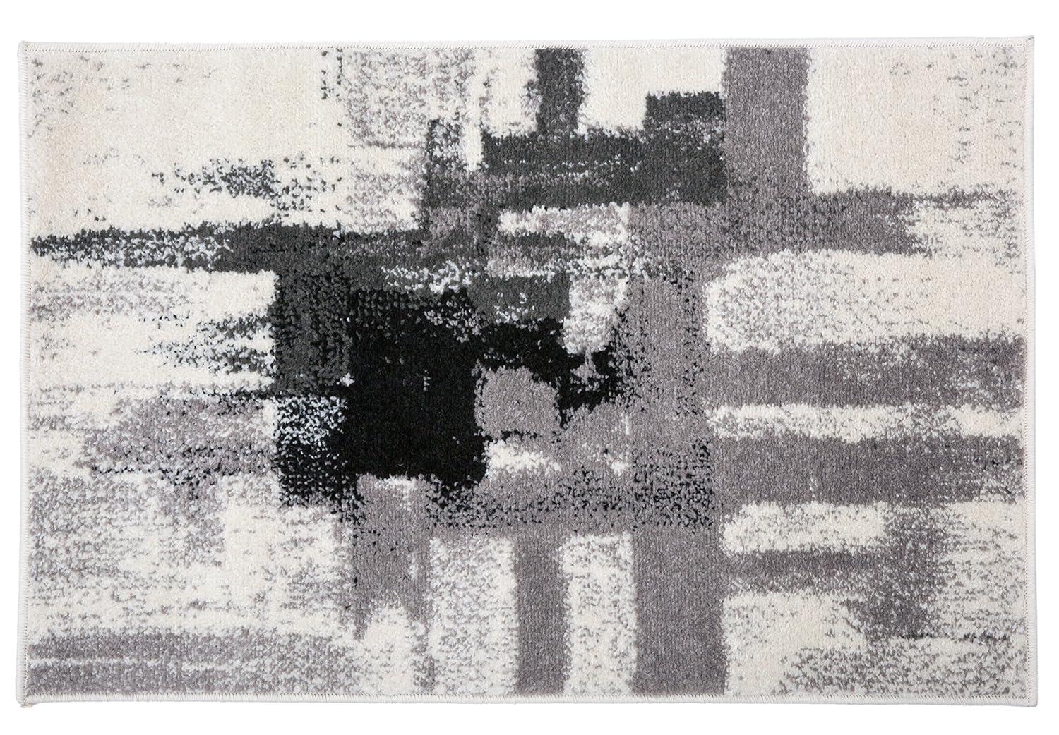 World Rug Gallery Contemporary Modern Abstract Black 2' x 3' Area Rug:  Stain-Resistant,  Low Pile,  Pet Friendly