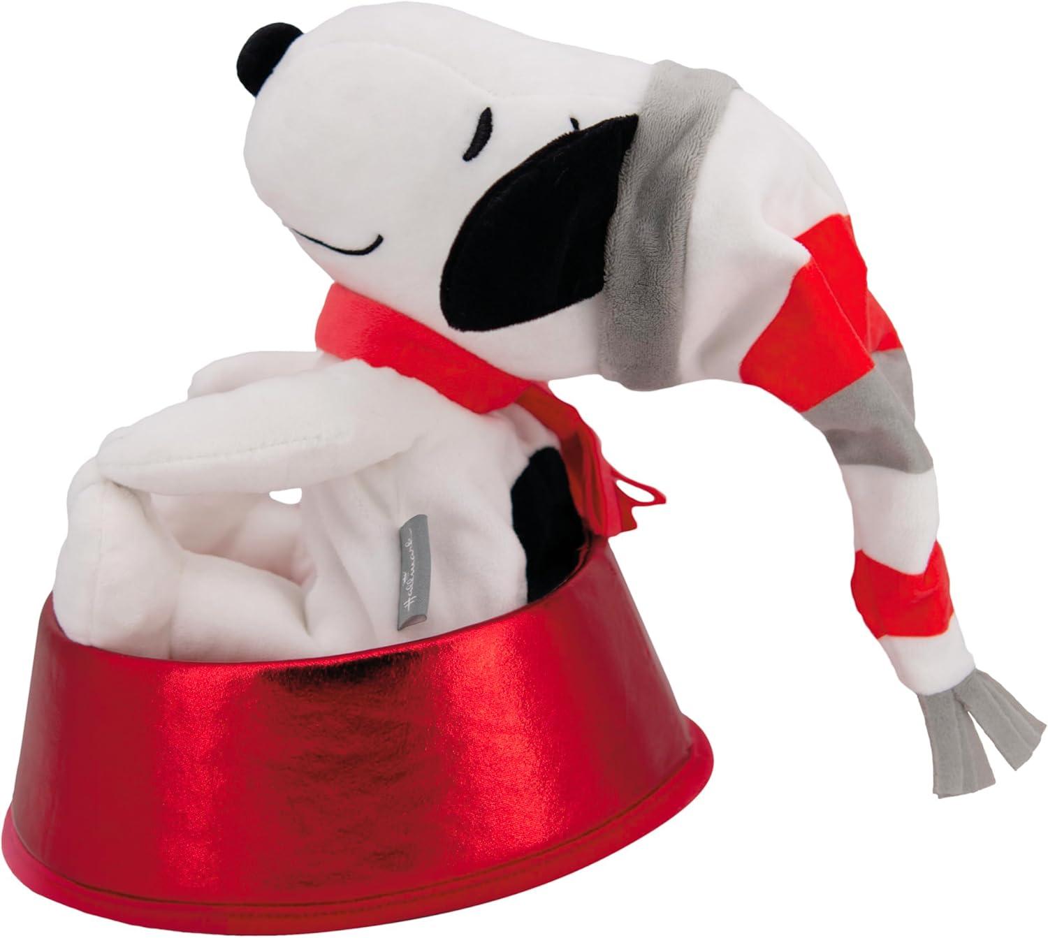 Snoopy Plush Fabric Christmas Tree Topper with Red Base