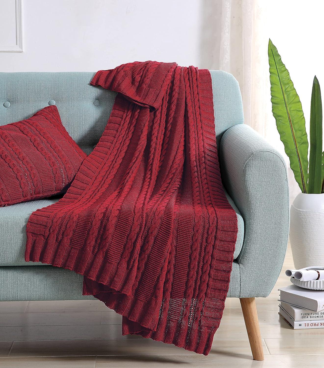 50"x70" Dublin Cable Knit Throw Blanket - VCNY