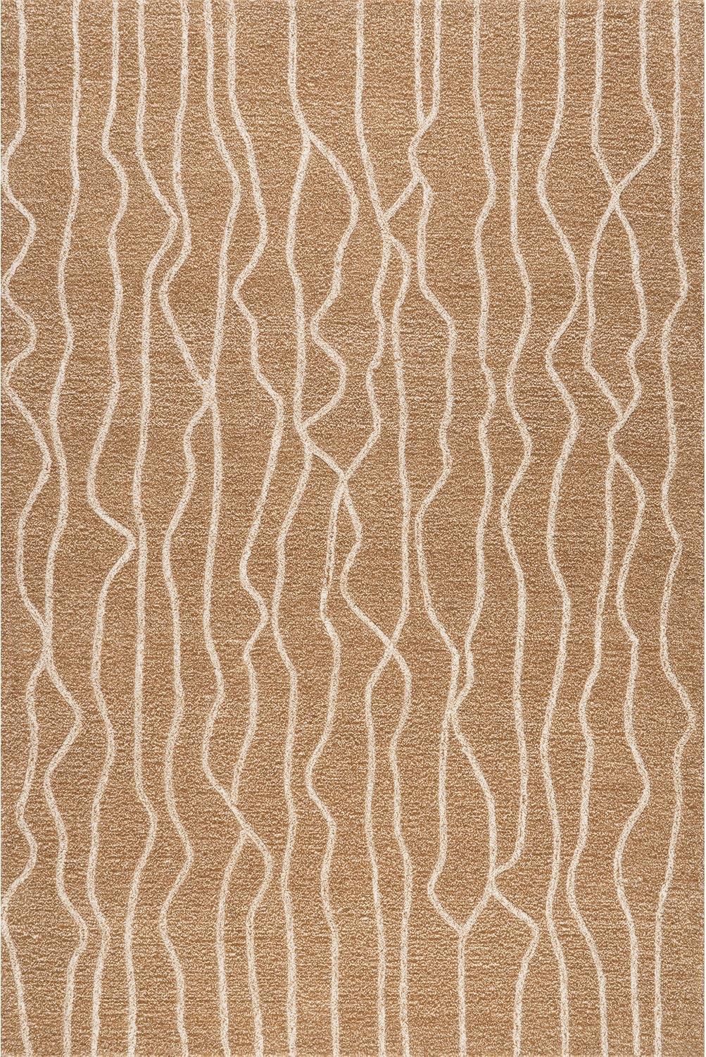 Beige Abstract Hand-Tufted Wool 5' x 8' Area Rug