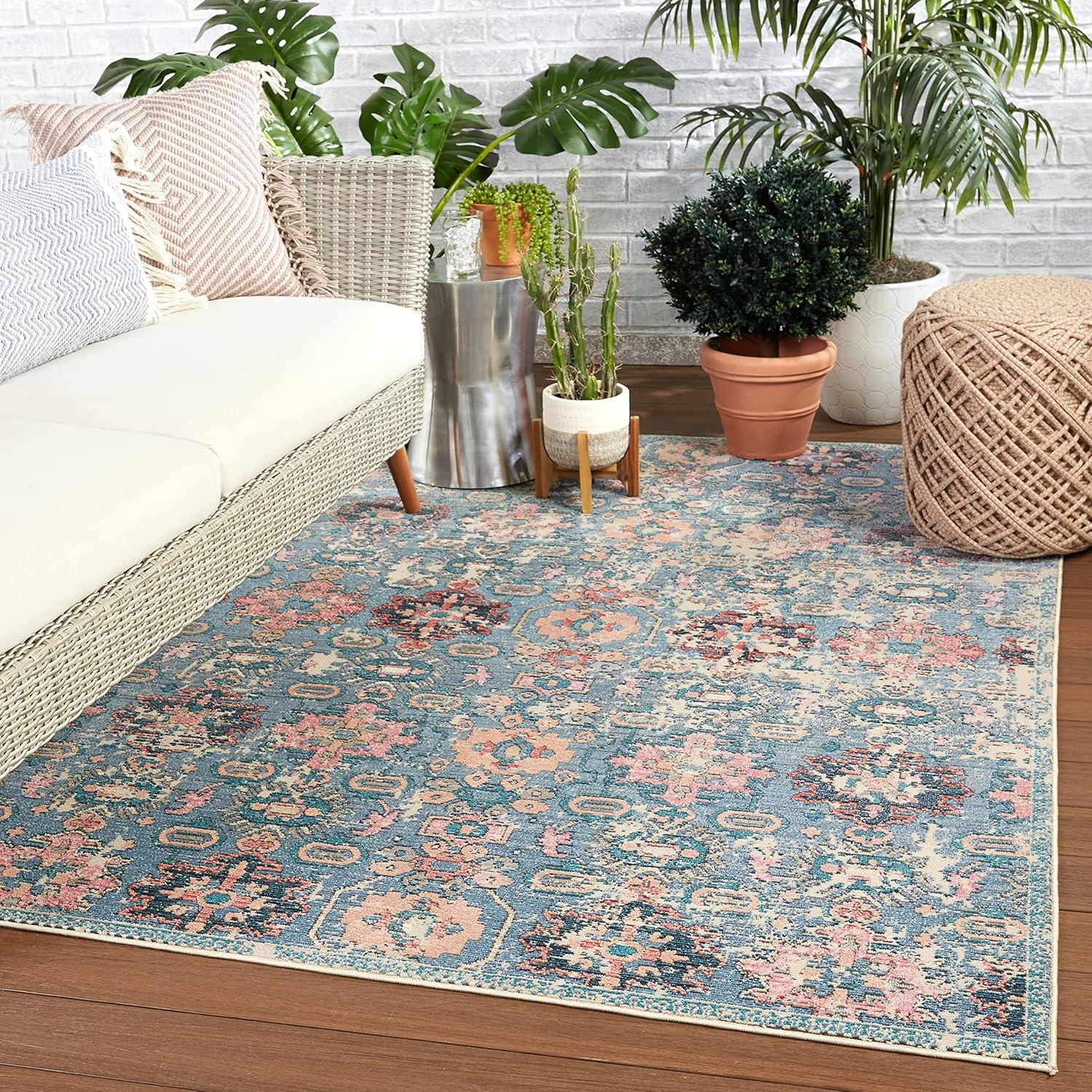 Swoon Blue Synthetic Rectangular Washable Area Rug 2'6"x4'