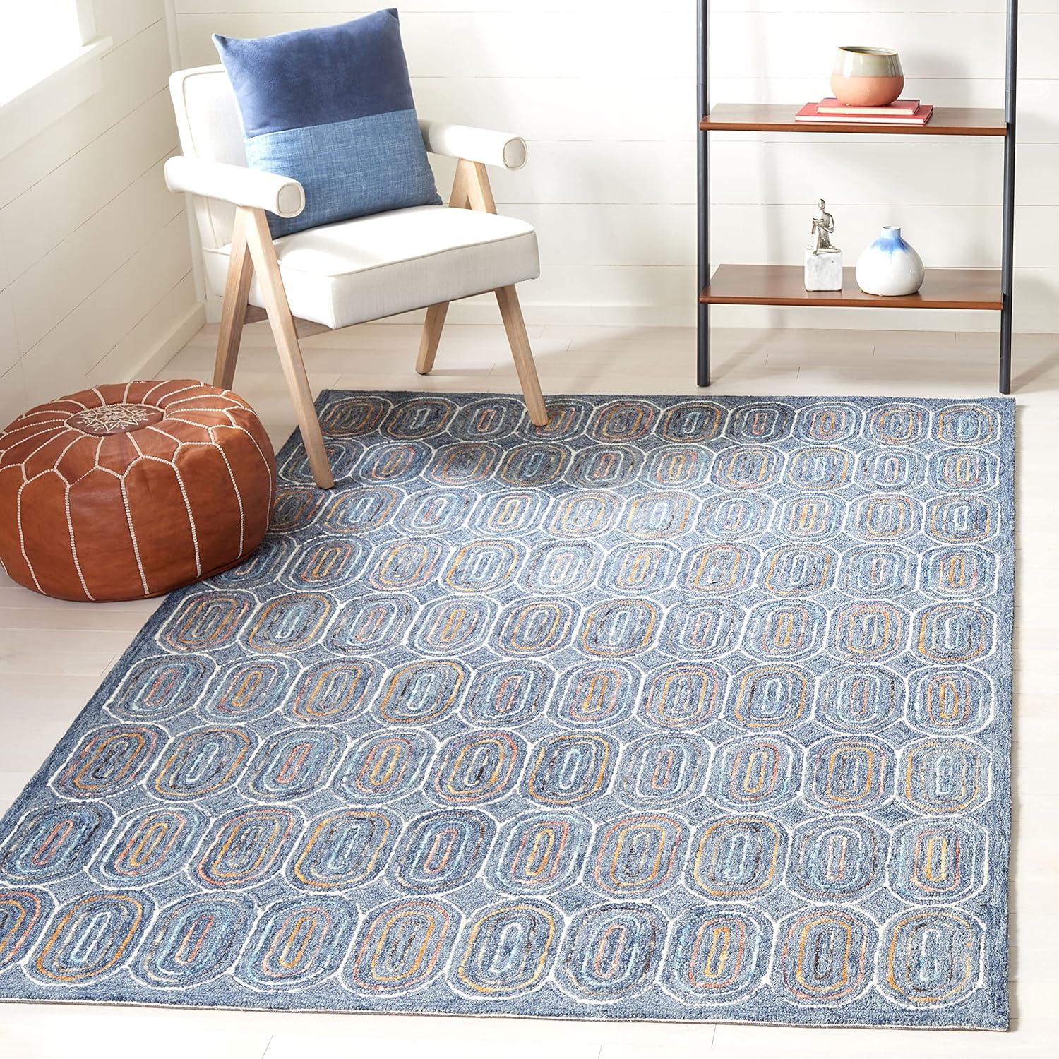 Metro MET124 Hand Tufted Indoor Area Rug - Blue/Yellow - 5'x8' - Safavieh