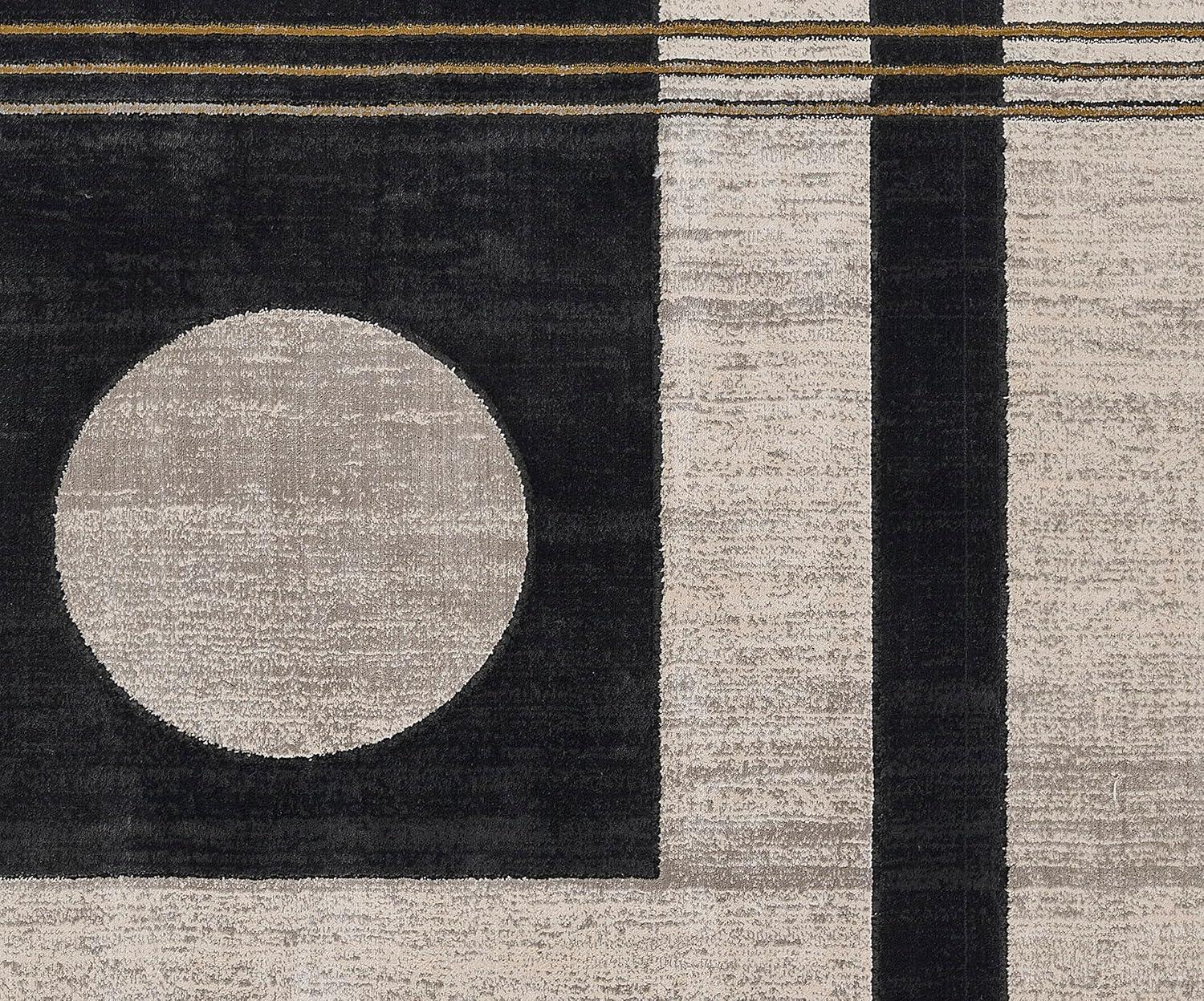 Momeni 2'2"x7'7" Edition Angular Machine Loomed Runner Rug Charcoal Gray: Geometric Polyester Indoor Low Pile Rug