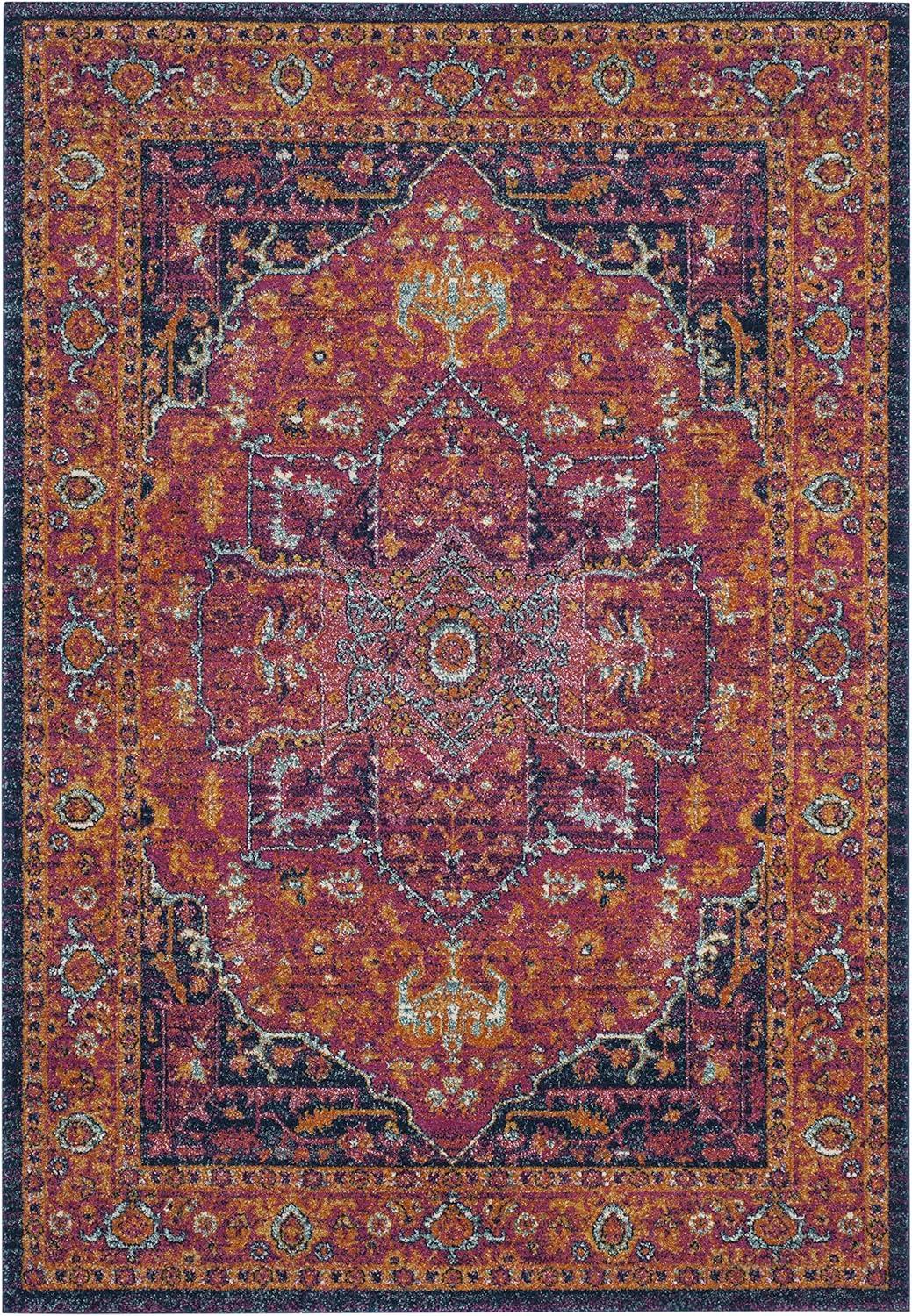 SAFAVIEH Evoke Westley Traditional Floral Area Rug, Fuchsia/Orange, 6'7" x 9'