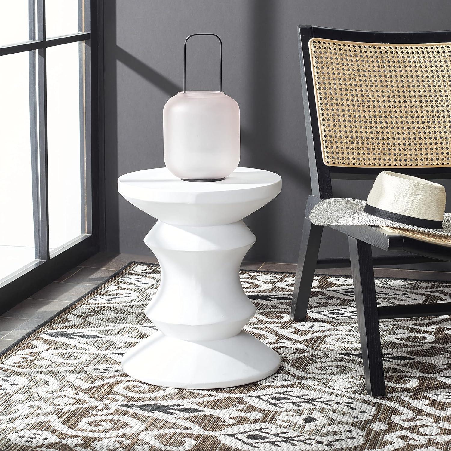 Katara Concrete Accent Stool - Indoor/Outdoor - VNN1034 - White - Safavieh