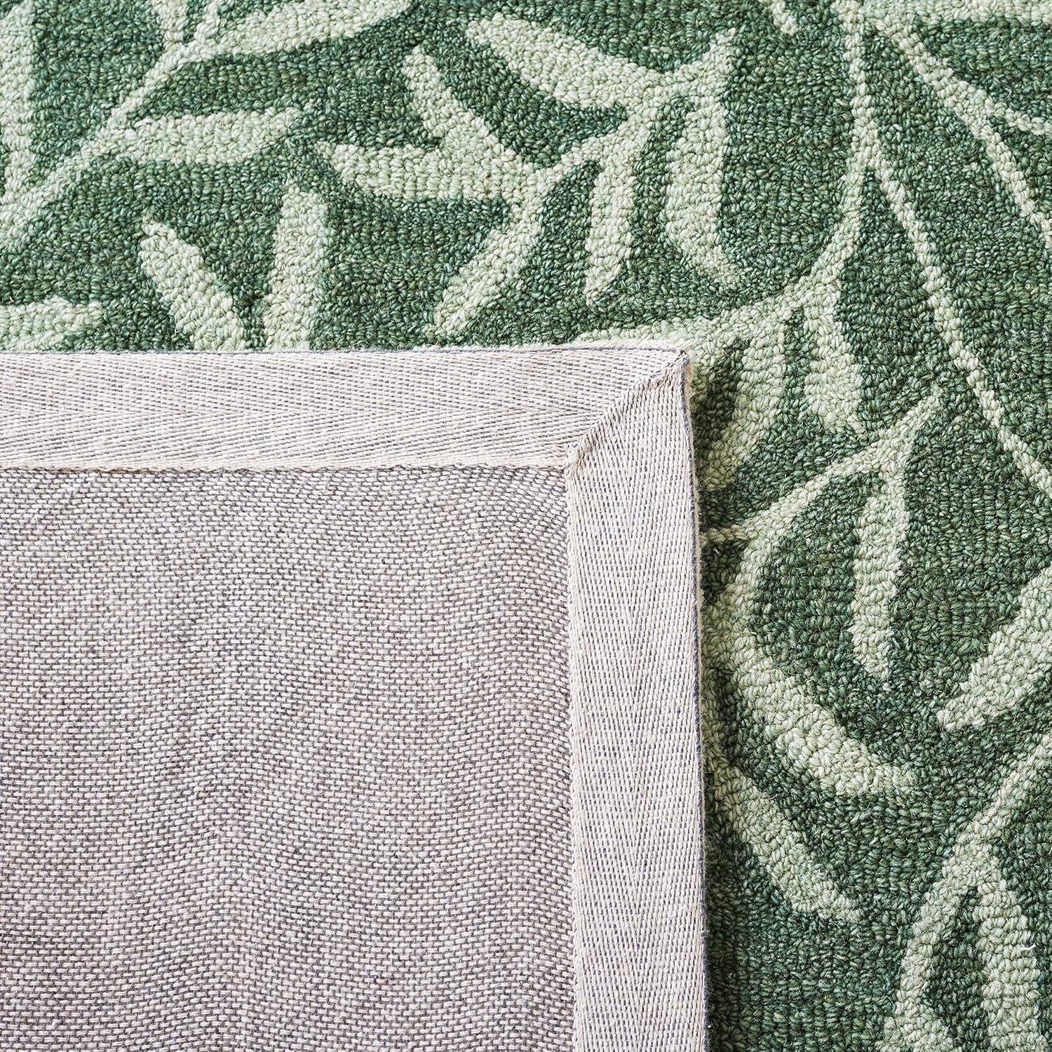 Green Hand-Tufted Wool 6' Square Area Rug