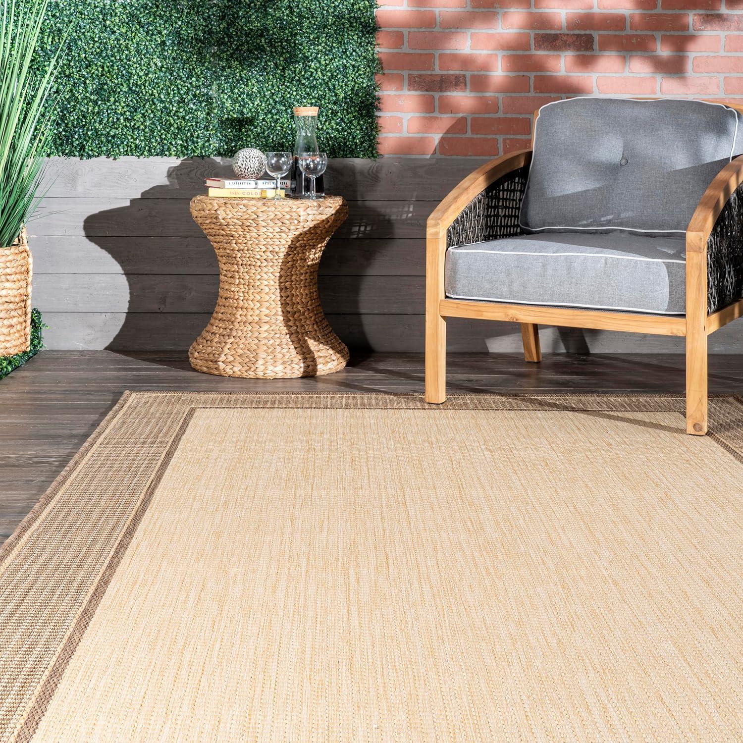 nuLOOM Gris Border Indoor/Outdoor Area Rug, 5' 3" x 7' 6", Beige
