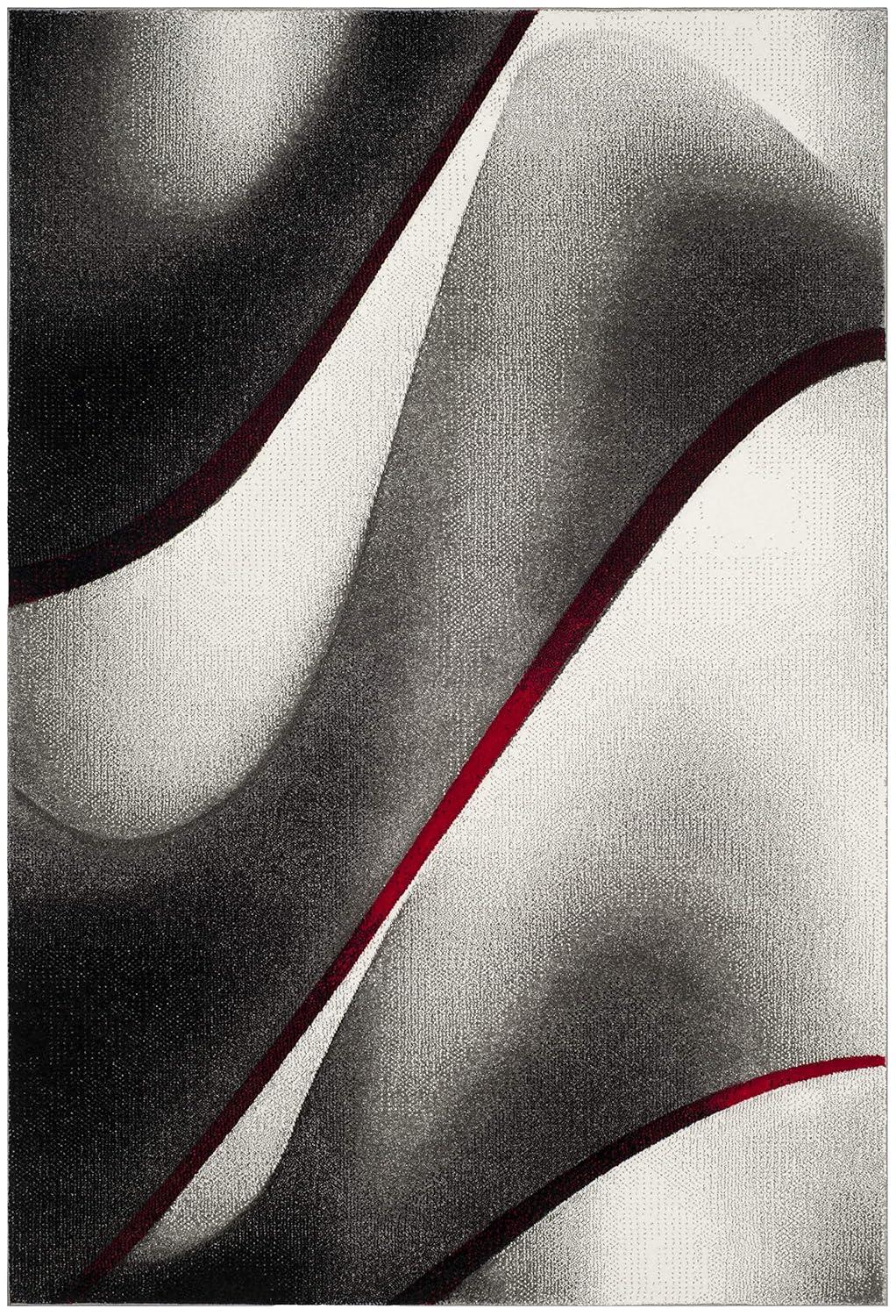 Hollywood HLW712 Machine Made Area Rug - 6'7"x9' - Grey/Red - Safavieh