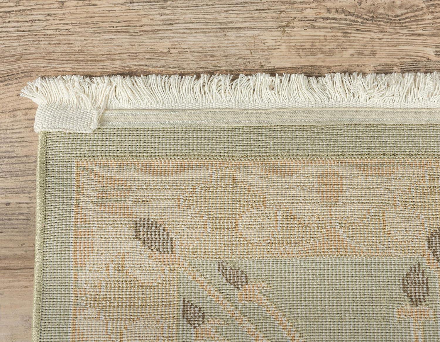 Light Green Synthetic Rectangular Easy-Care Rug - 3'3" x 5'3"