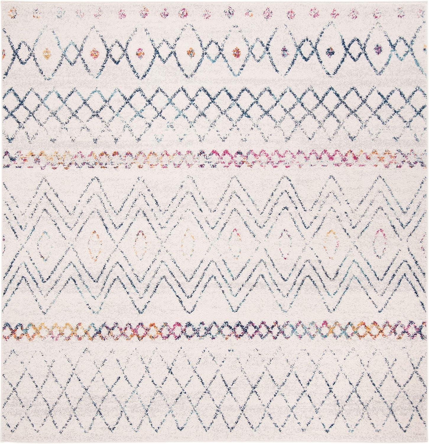 Madison 700 MAD798 Power Loomed Indoor Area Rug - Ivory/Dark Blue - 6'7"x6'7" - Safavieh