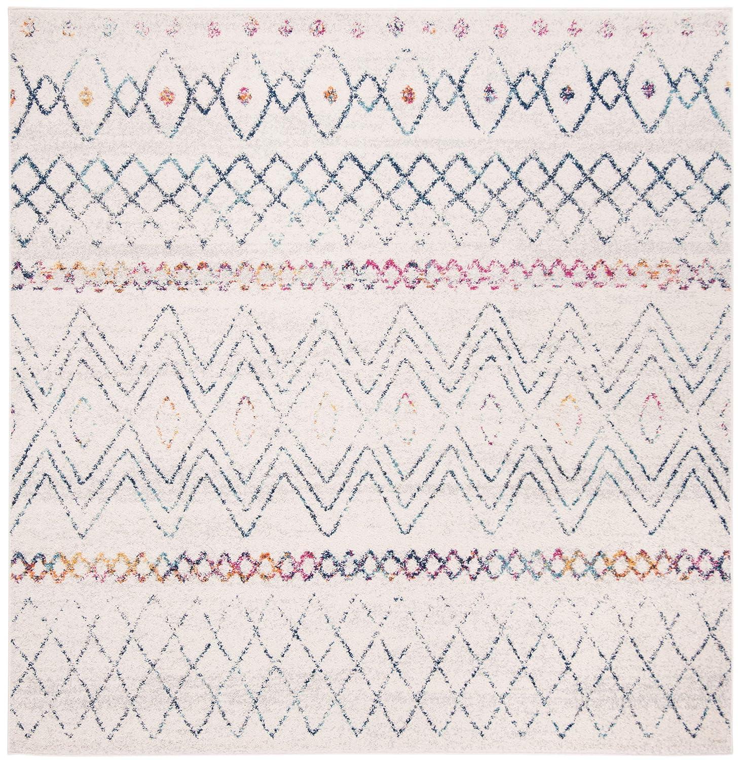 Madison 700 MAD798 Power Loomed Indoor Area Rug - Ivory/Dark Blue - 6'7"x6'7" - Safavieh