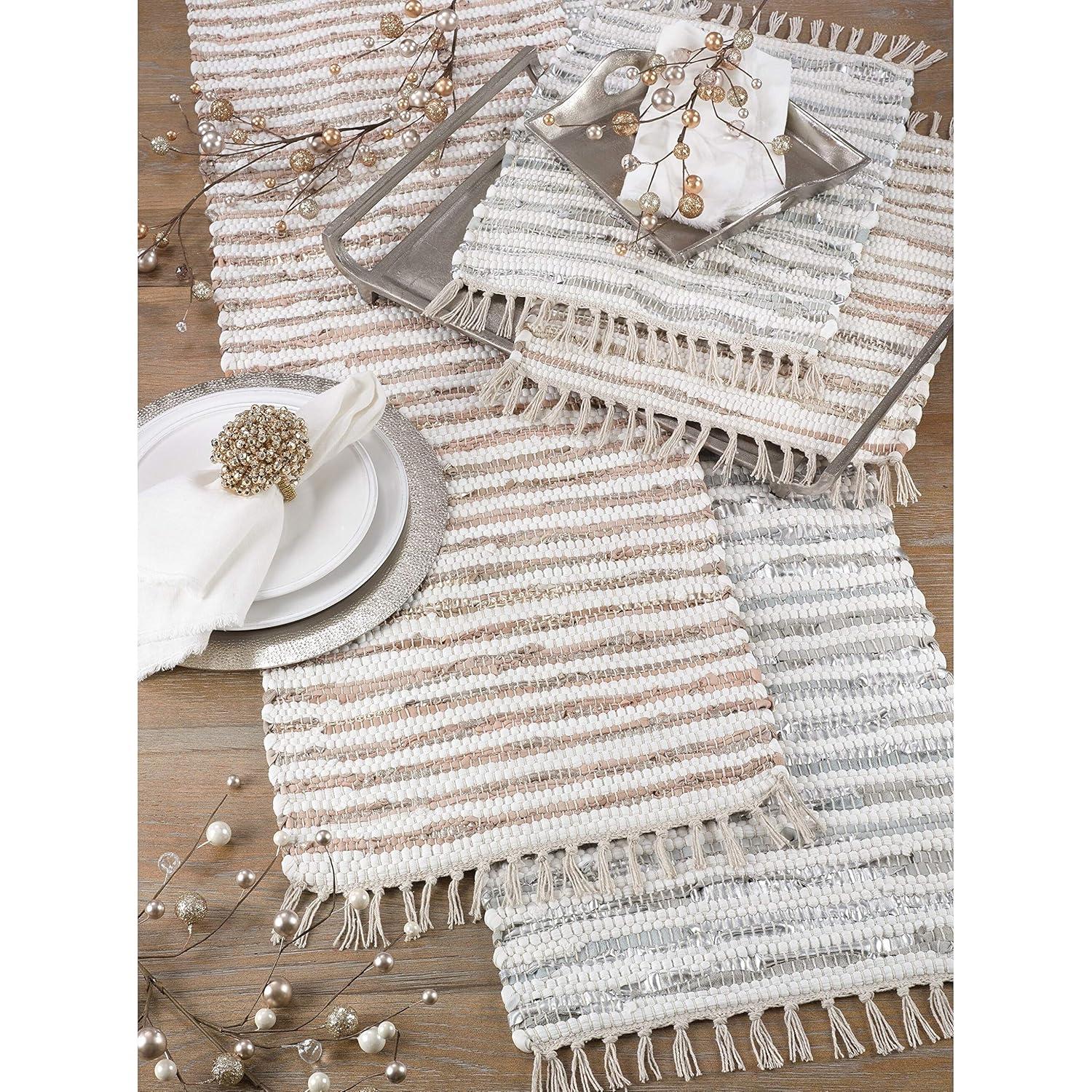 Saro Les Fêtes Chindi Striped Rectangle Placemat (Set of 4)