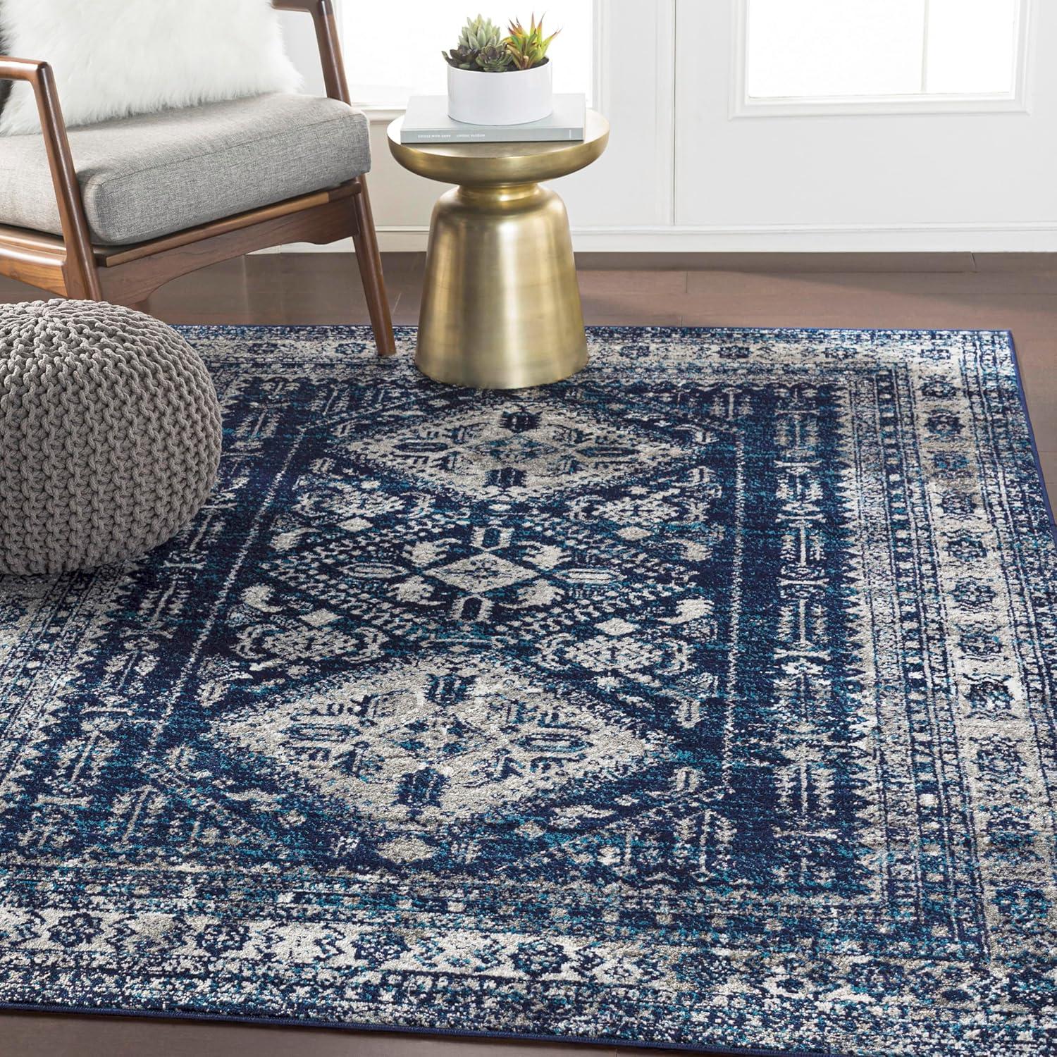 Livabliss Monte Carlo Vintage Oriental Area Rug,5'3" x 7'3",Navy