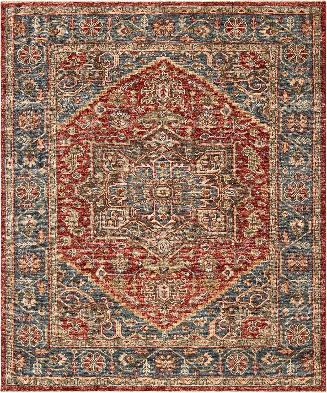 Samarkand SRK121 Hand Knotted Area Rug - Red/Blue - 8'x10' - Safavieh.