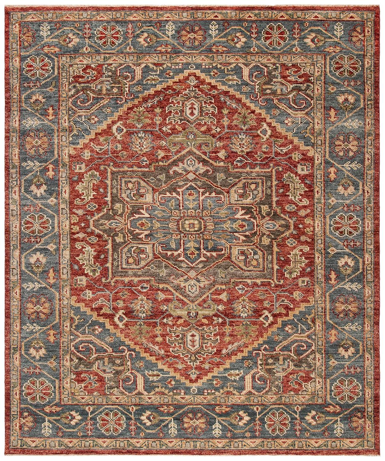 Samarkand SRK121 Hand Knotted Area Rug - Red/Blue - 8'x10' - Safavieh.