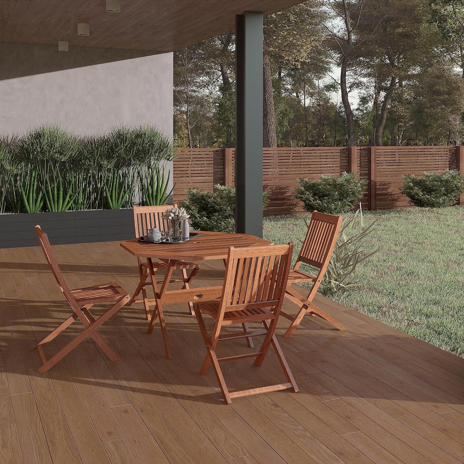 Amazonia Milano Eucalyptus Octogonal 5-Piece Patio Dining Set, Seating Capacity: 4