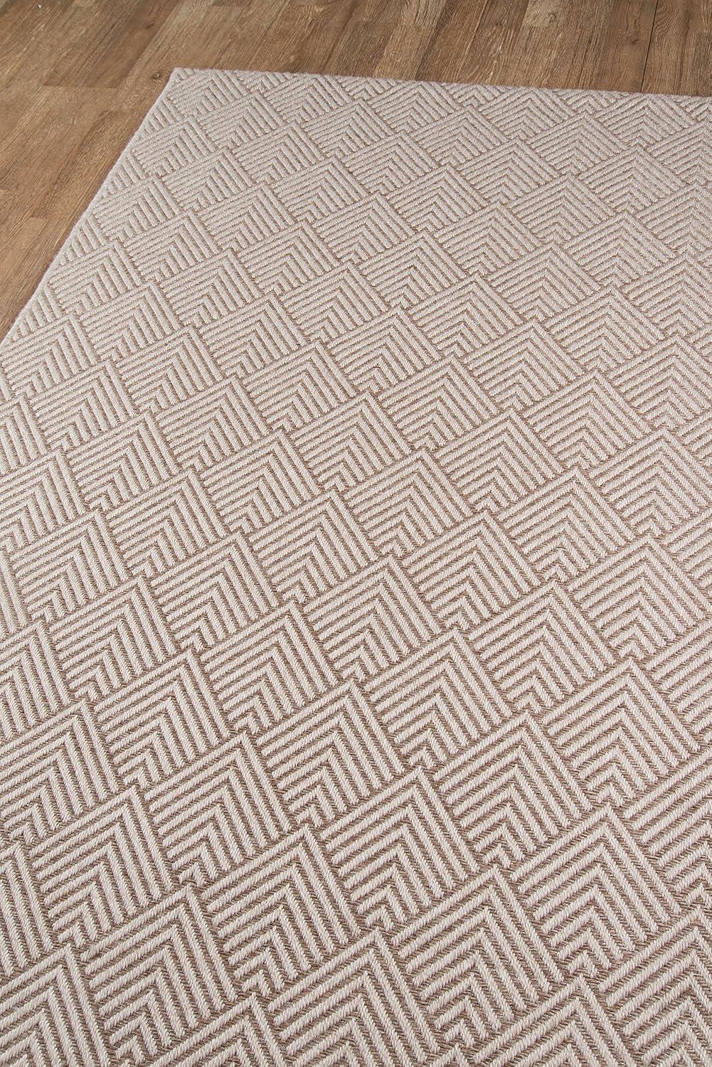 Beige Geometric Easy-Care Synthetic Area Rug, 7'10" x 10'10"