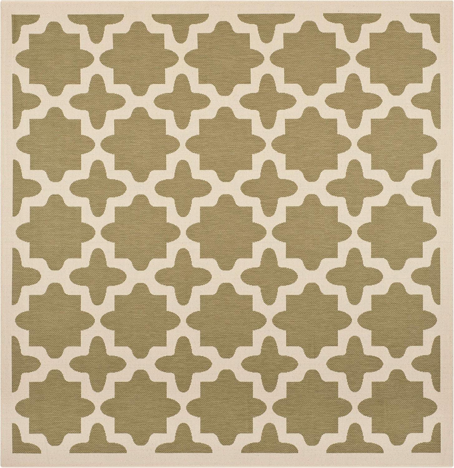 Courtyard CY6913 Power Loomed Indoor and Outdoor Area Rug - Green/Beige - 4'x4' - Safavieh