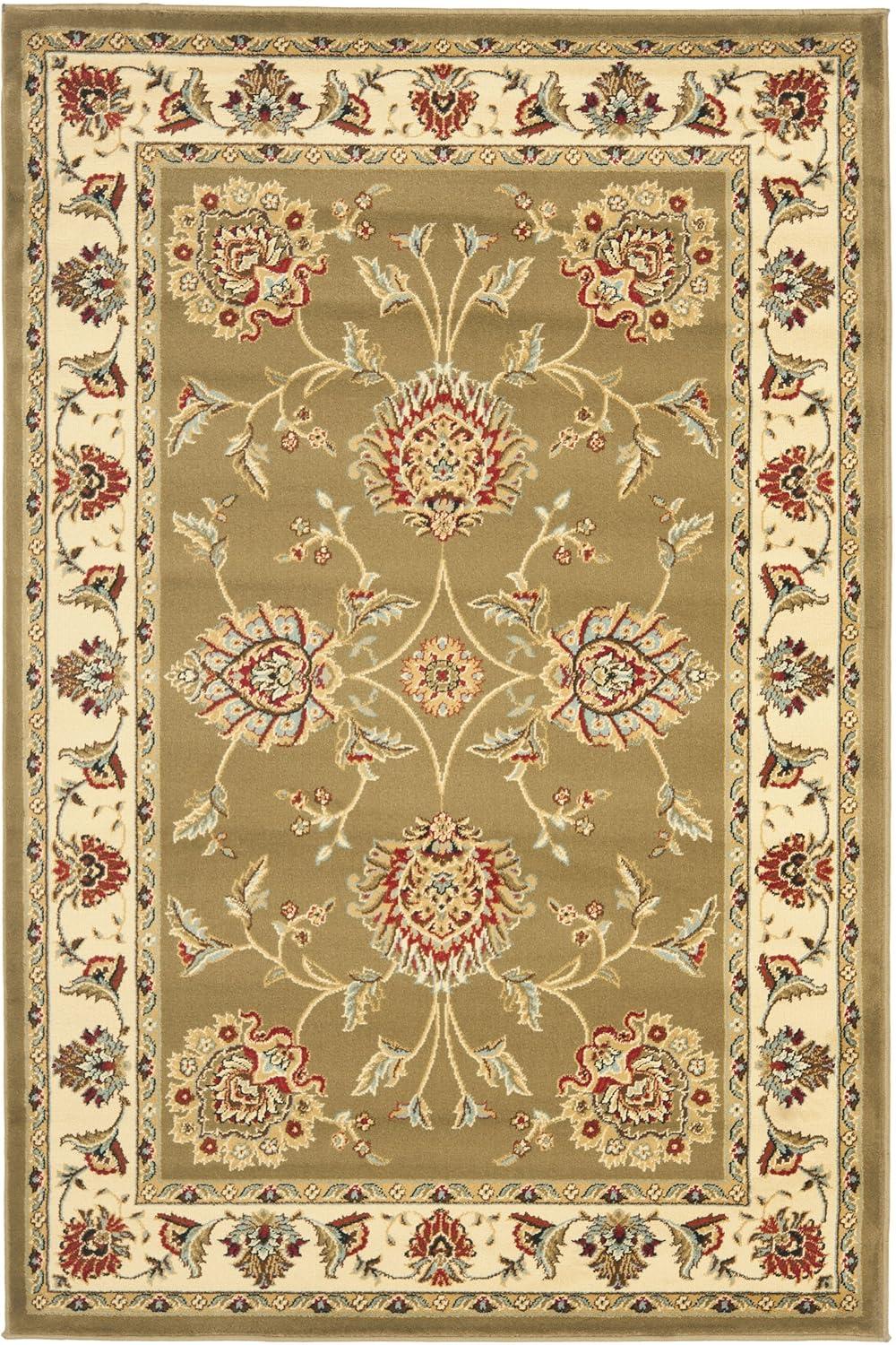 Lyndhurst LNH555 Power Loomed Area Rug - Green/Ivory - 4'x6' - Safavieh