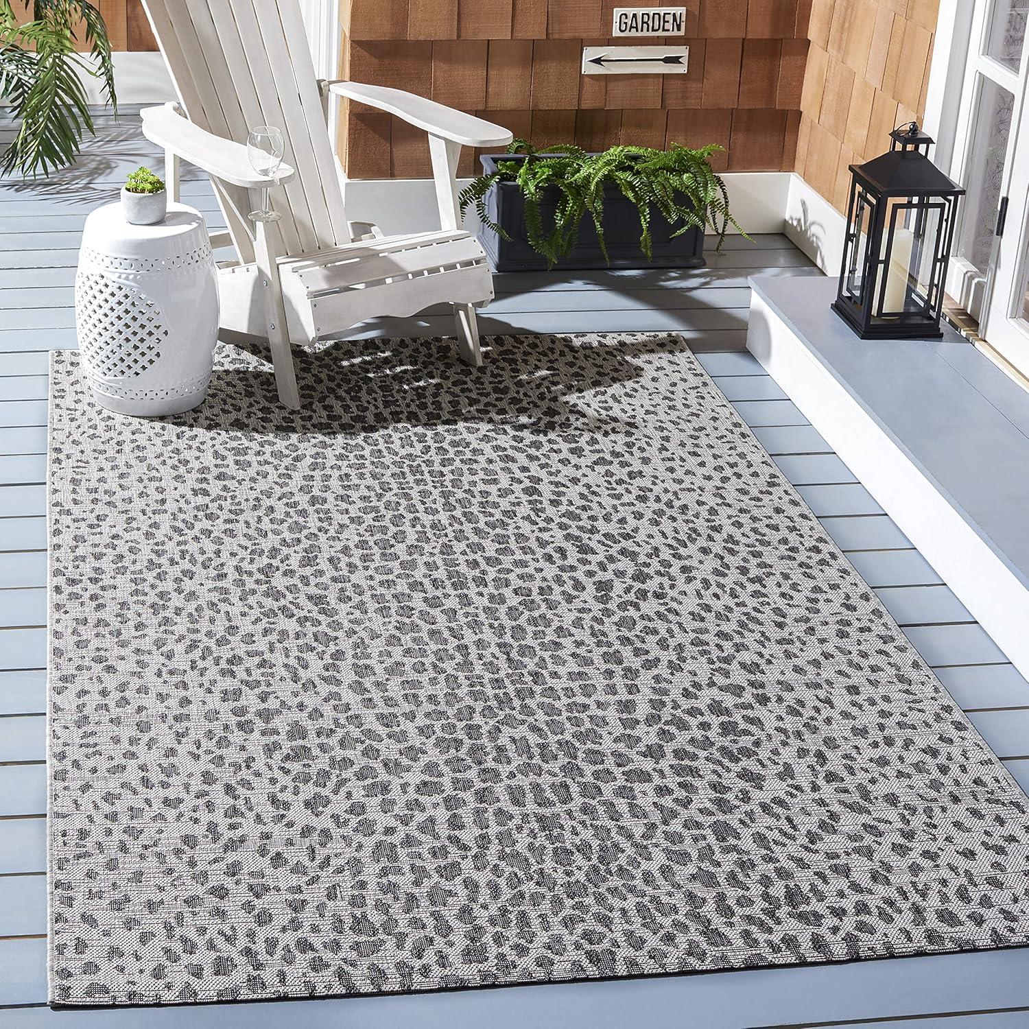 Courtyard CY8505 Power Loomed Indoor/Outdoor Area Rug - Gray/Black - 3'x3' - Safavieh.