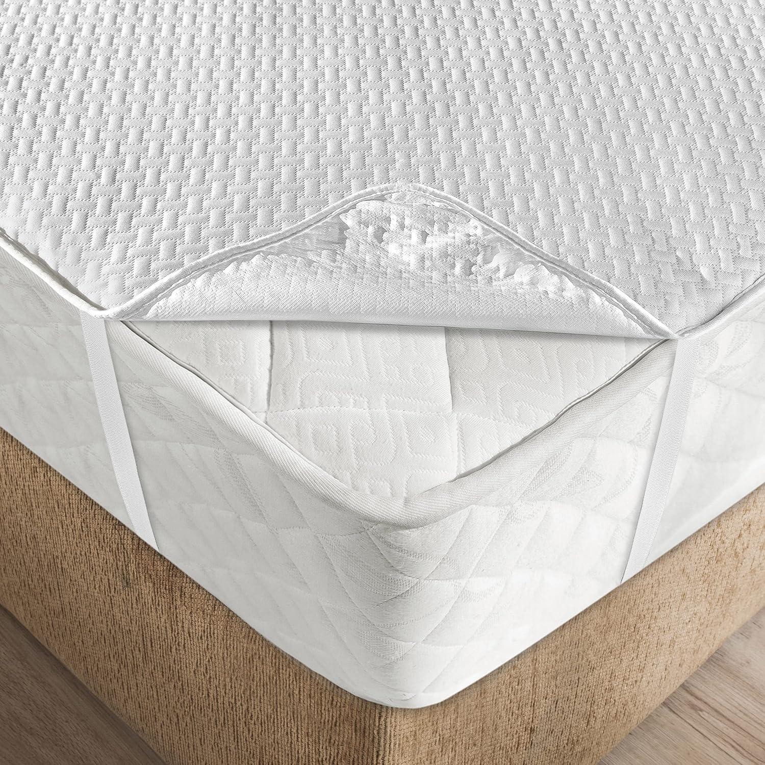 Mattress Protector Waterproof Breathable Sheet with Straps Fitted Bed Cover, Twin XL, by Ambesonne