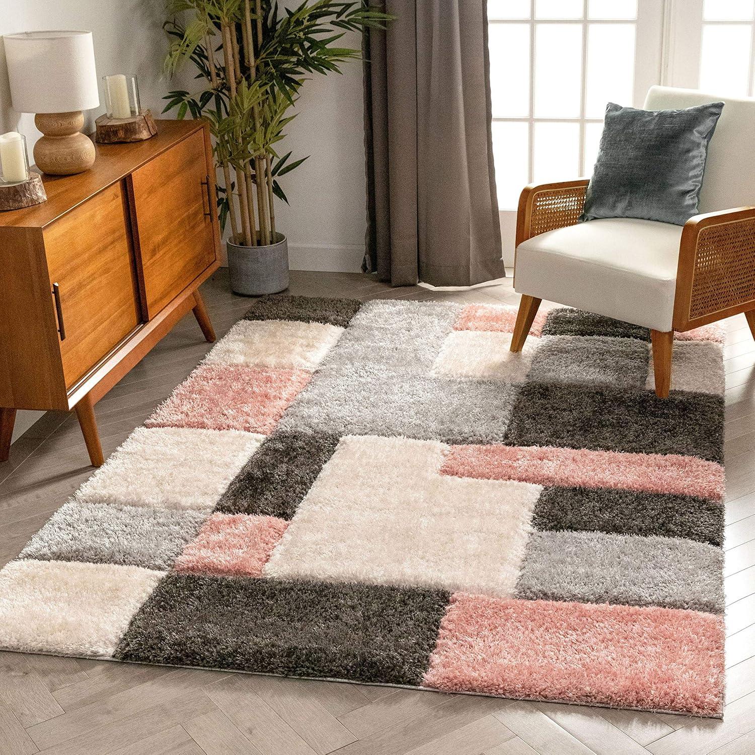 Cobina Escondido Yellow Modern Geometric 3D Textured Shag Rug