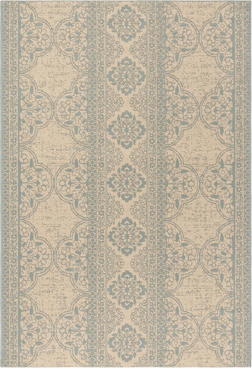 Linden LND174 Power Loomed Area Rug - Aqua/Cream - 8'x10' - Safavieh
