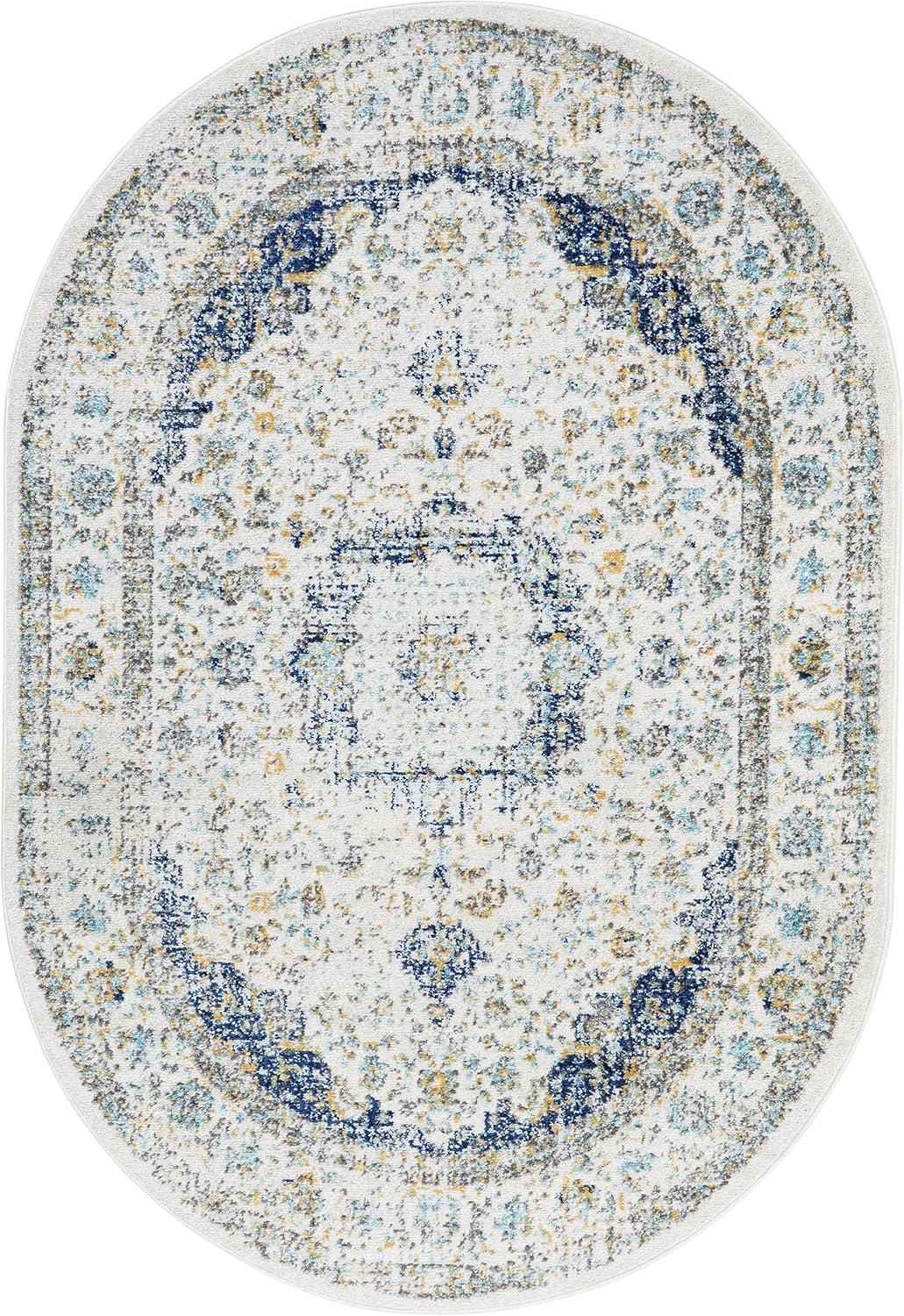 nuLOOM Paisley Verona Vintage Persian Area Rug, 5' x 8' Oval, Blue