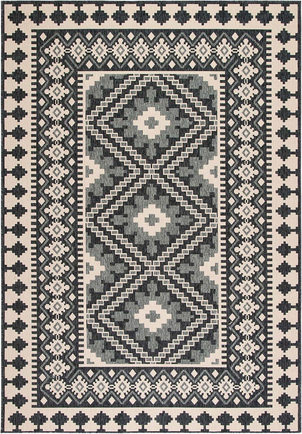 SAFAVIEH Veranda Magna Southwestern Indoor/Outdoor Area Rug, 9' x 12', Ivory/Grey