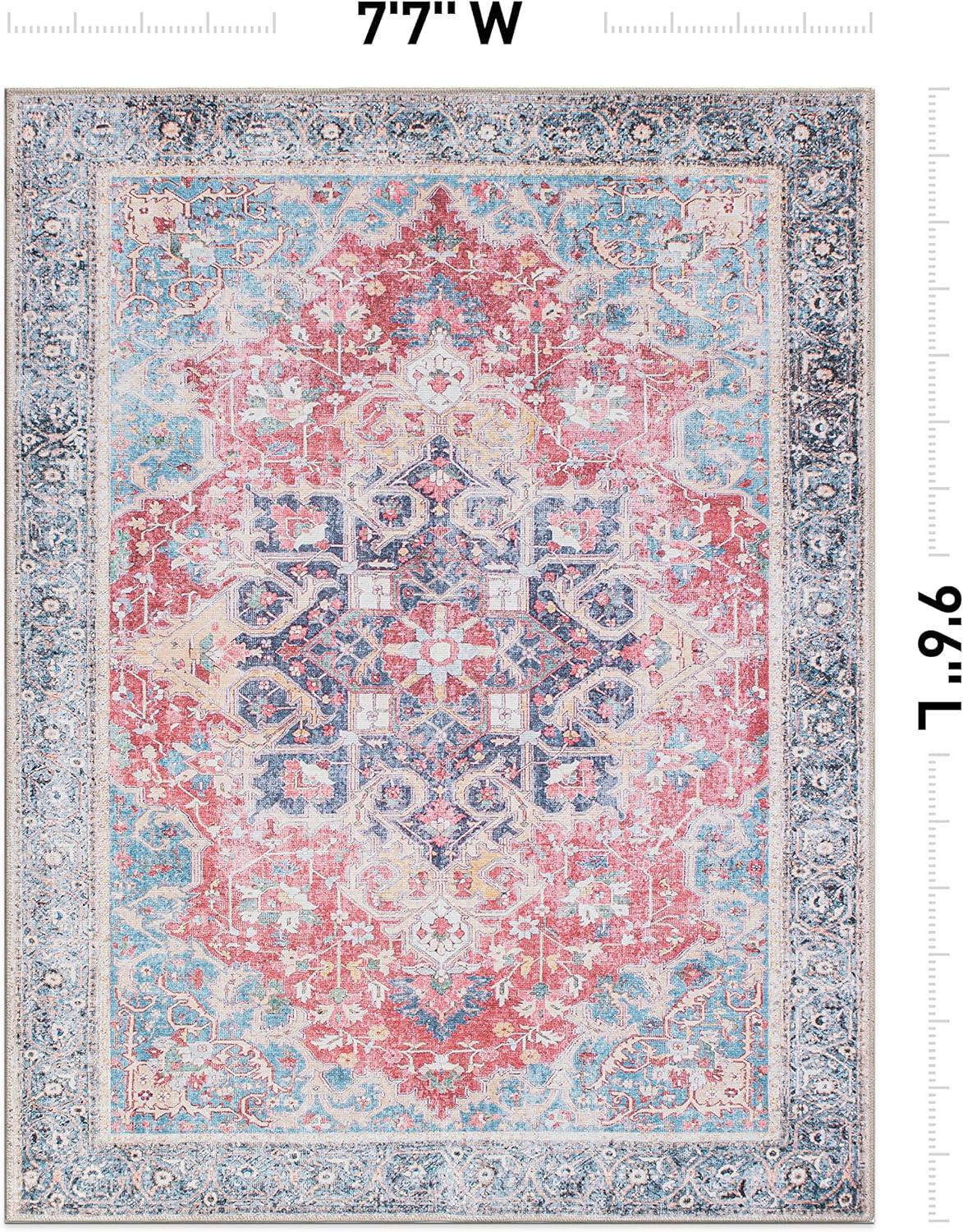 World Rug Gallery Traditional Distressed Vintage Machine Washbale Multi Area Rug