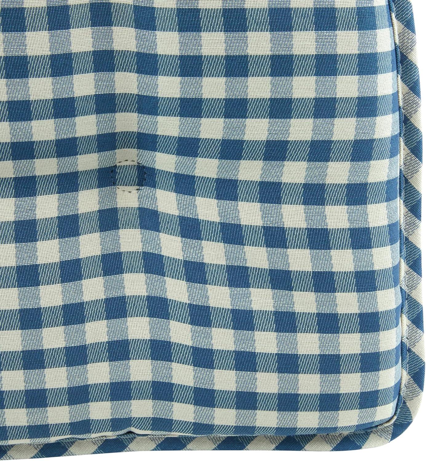Non-Slip Tufted Chair Cushions for Dining Room, Kitchen and Office Use, U-Shaped Skid-Proof Seat Pad, 15x16 Inches, 6 Pack, Gingham Blue