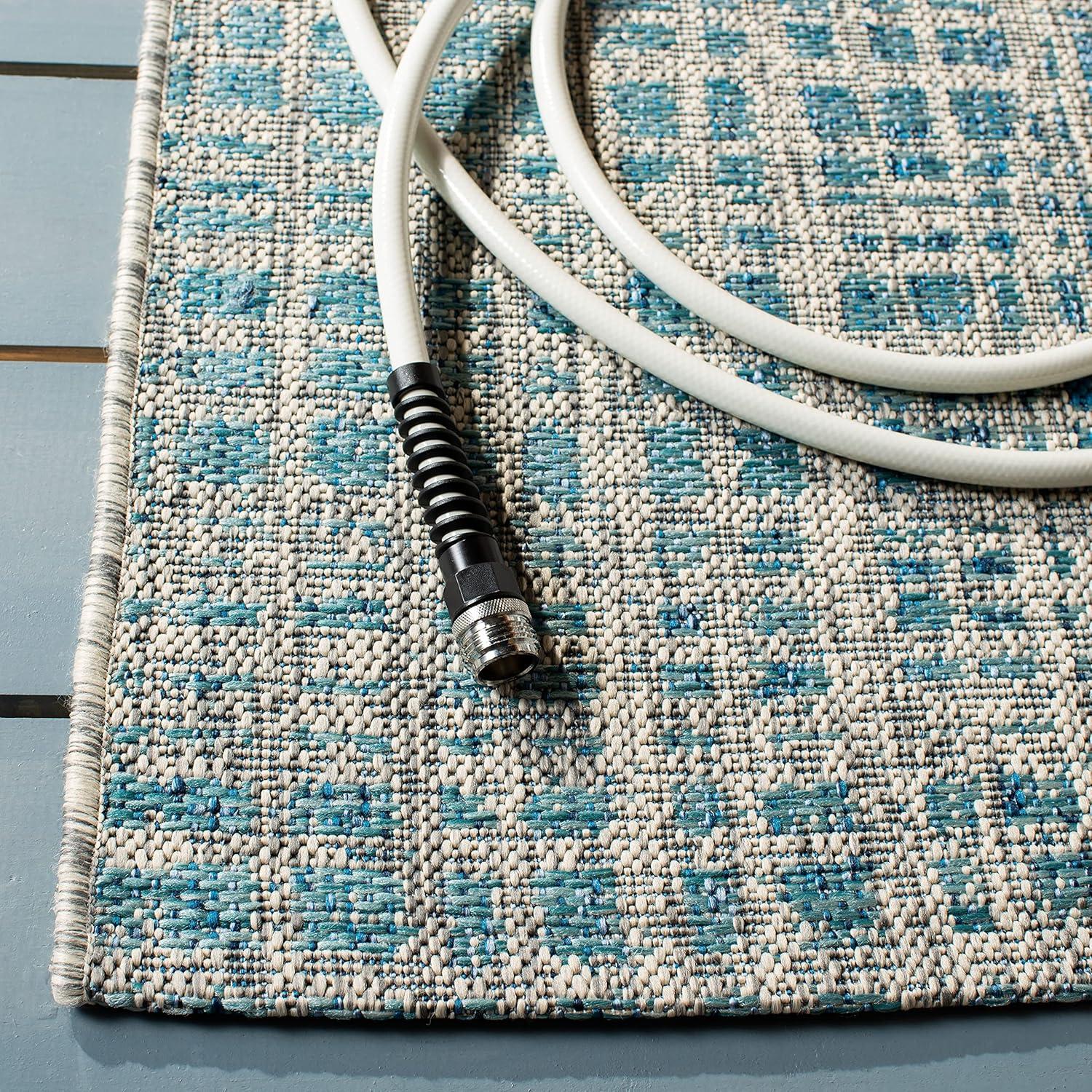 Courtyard CY8513 Power Loomed Indoor/Outdoor Area Rug - Grey/Blue - 5'3"x7'7" - Safavieh.