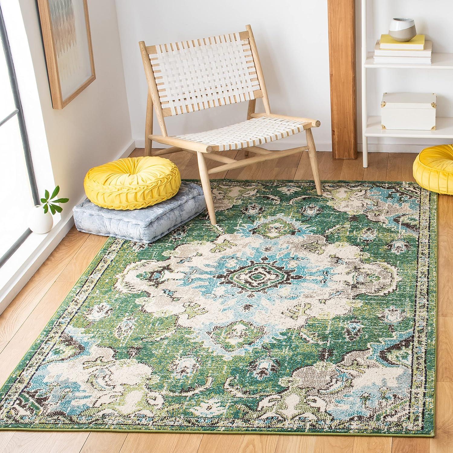 Madison MAD484 Power Loomed Indoor Area Rug - Green/Light Blue - 8'x10' - Safavieh