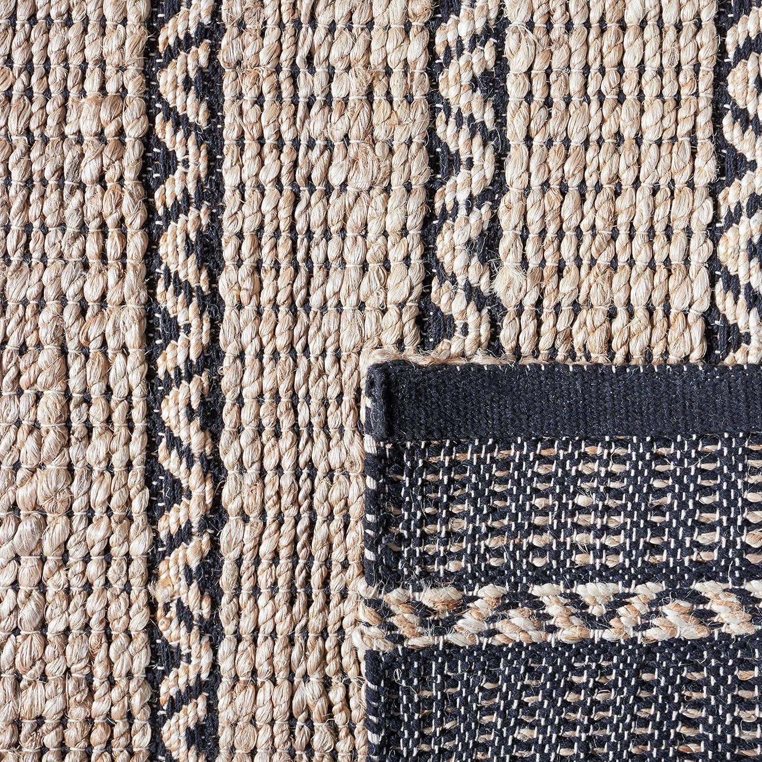 Natural Fiber NFB655 Flat Weave Indoor Accent Rug - Black/Natural - 3'x5' - Safavieh