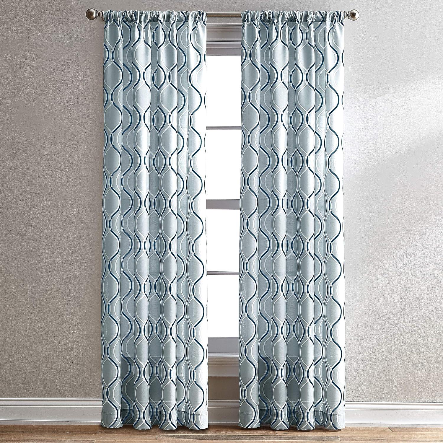 CHF Morocco 84" Poletop Curtain, Geometric, Black, Adult