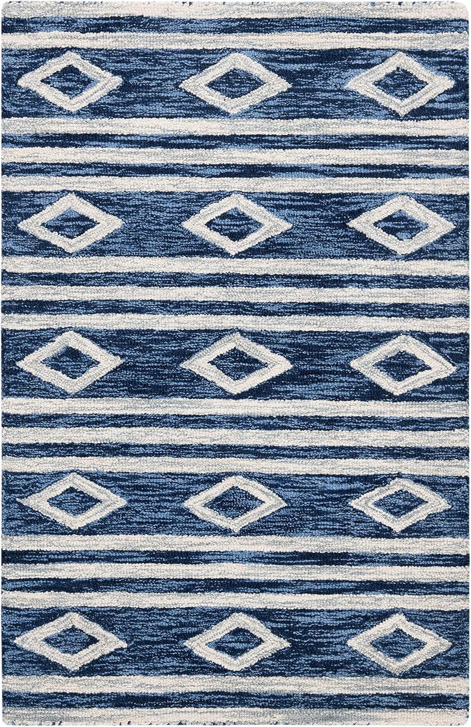 Micro-Loop MLP153 Hand Tufted Accent Rug - Navy/Ivory - 2'6"x4' - Safavieh.